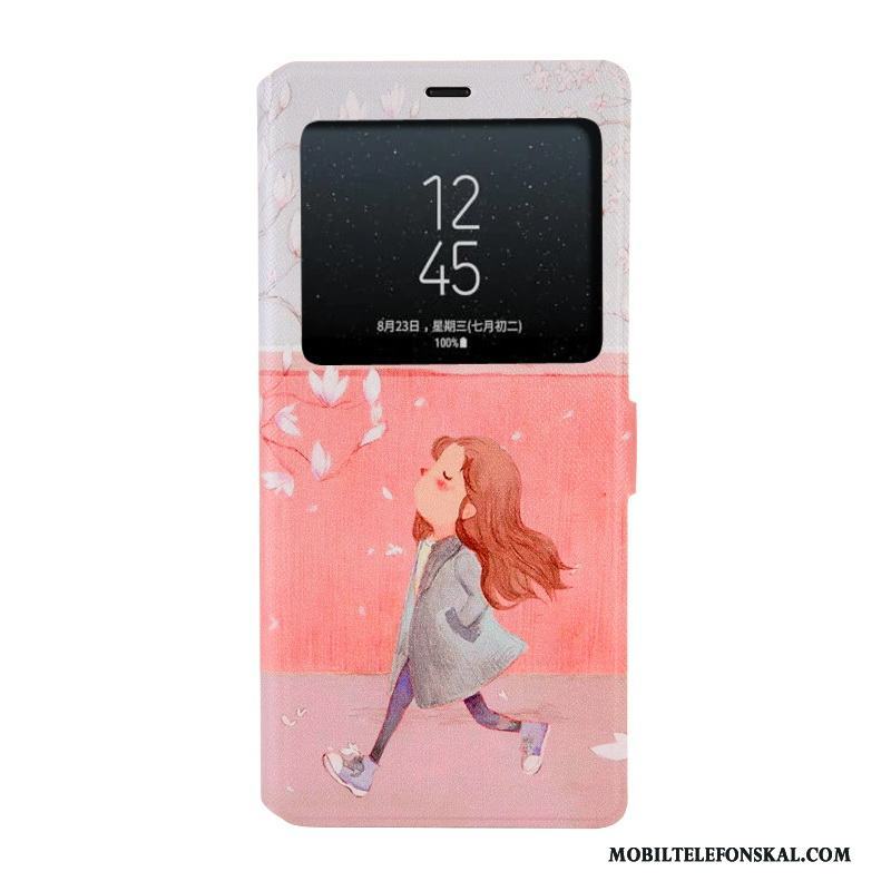 Samsung Galaxy Note 8 Skydd Skal Telefon Rosa Fodral Öppna Fönstret Support Täcka