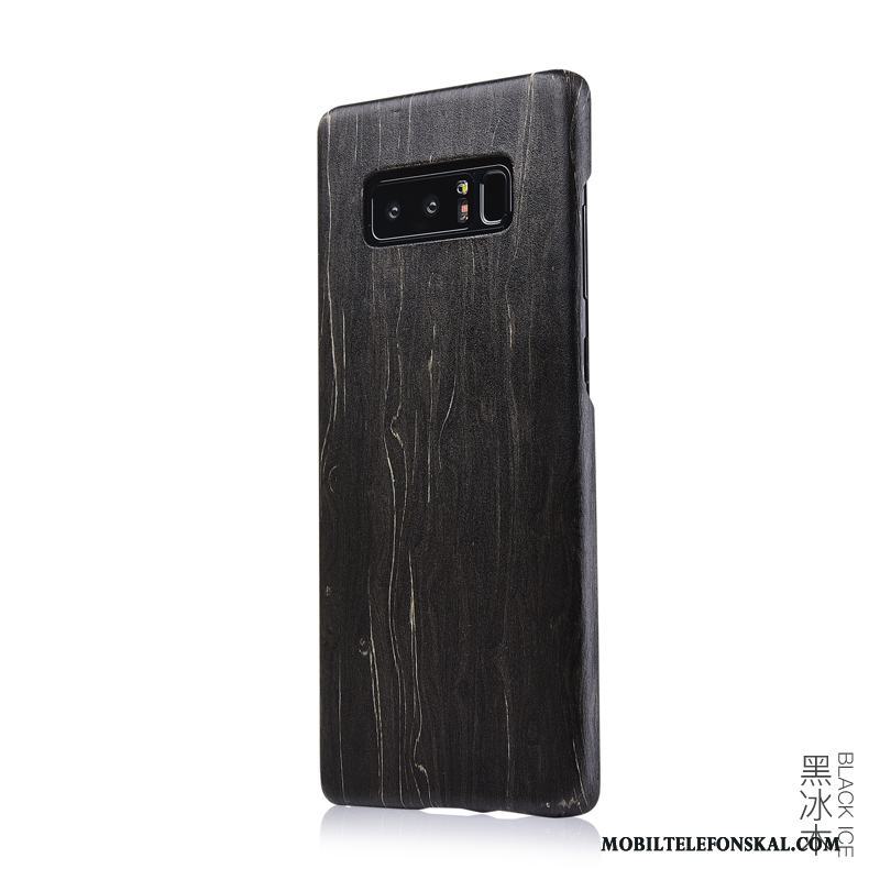 Samsung Galaxy Note 8 Stjärna Trä Massivt Trä Wood Tunn Svart Skal Telefon