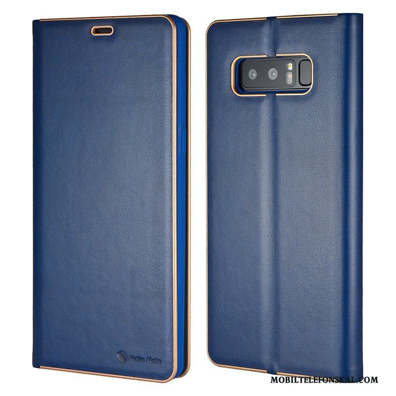 Samsung Galaxy Note 8 Super Skal Skydd Täcka Läderfodral Blå Stjärna