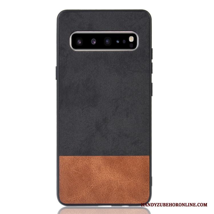 Samsung Galaxy S10 5g Läder Skal Telefon Svart Denim Fodral Blandade Färger Skydd