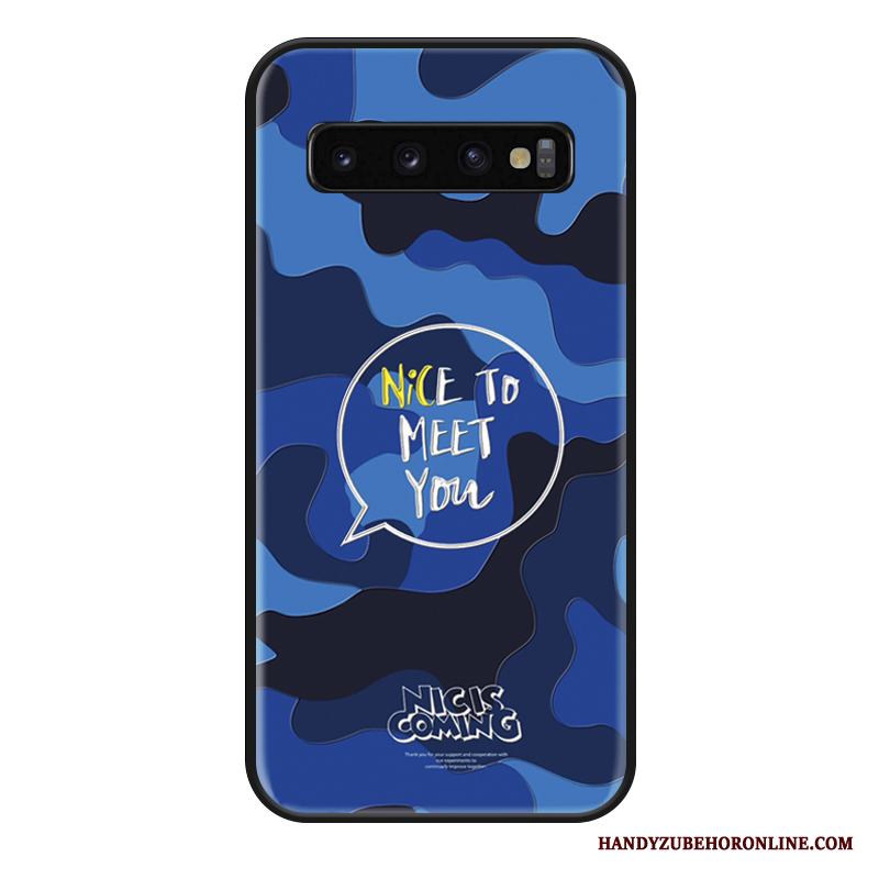 Samsung Galaxy S10 Blå Silikon Kamouflage Fallskydd Par Skal Telefon Fodral