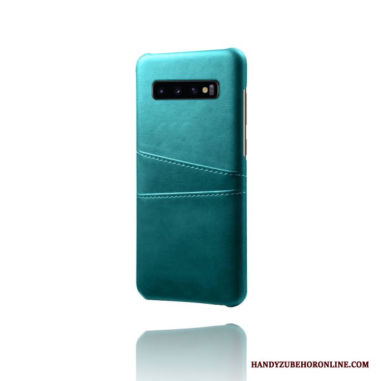 Samsung Galaxy S10 Läderfodral Skal Telefon Stjärna Mobil Telefon Blå Kort Skydd