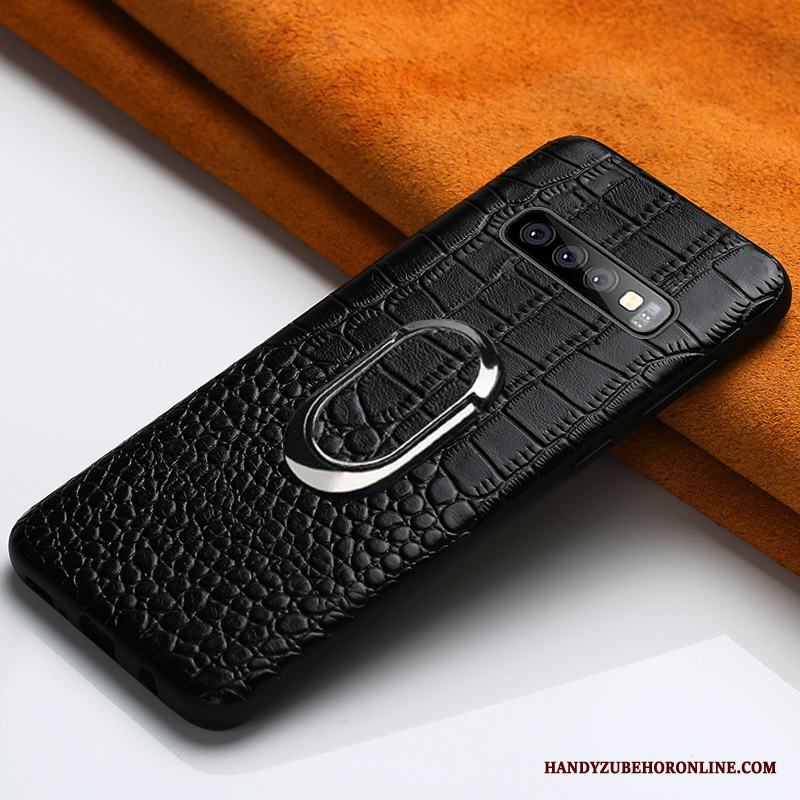 Samsung Galaxy S10 Ring Krokodilmönster Anpassa Skal Telefon Läder Trend Varumärke Kvalitet