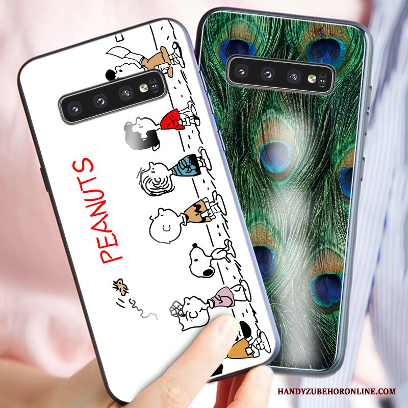 Samsung Galaxy S10+ Skal Grön Kreativa Stjärna Mode Glas Skydd Silikon