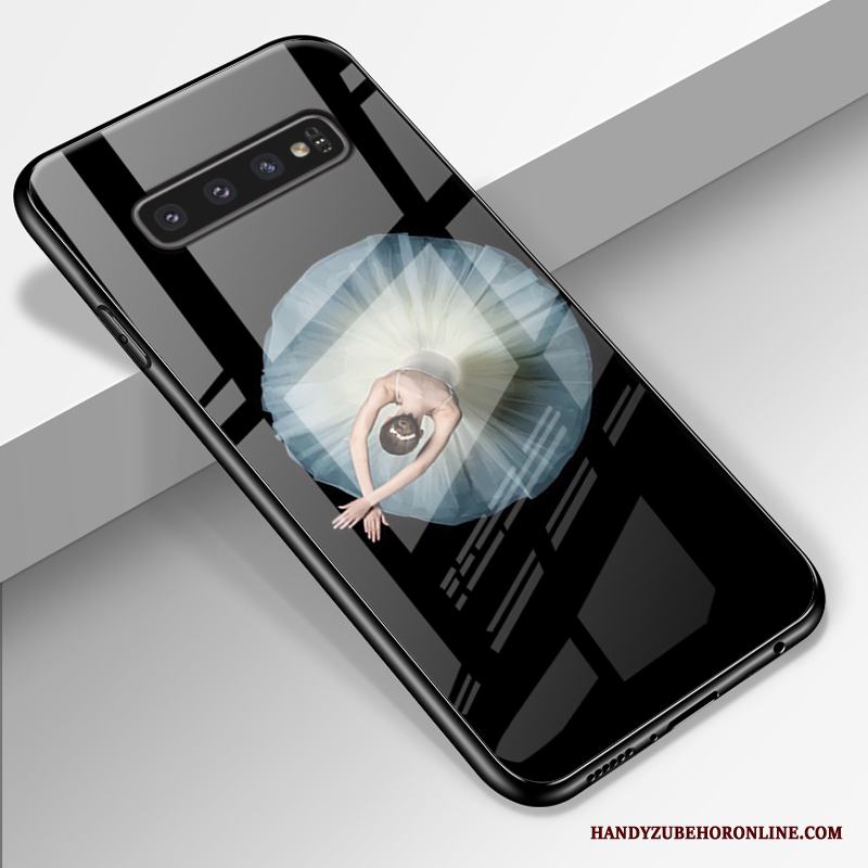 Samsung Galaxy S10 Skal Mjuk Silikon Glas All Inclusive Spegel Stjärna Svart