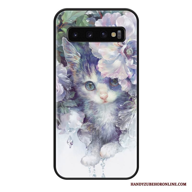 Samsung Galaxy S10+ Skal Telefon Kyla Retro Hängsmycken Katt Vacker Silikon