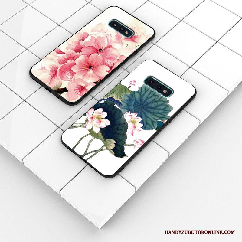 Samsung Galaxy S10e Retro Fallskydd Mjuk Silikon Blommor Skal Telefon