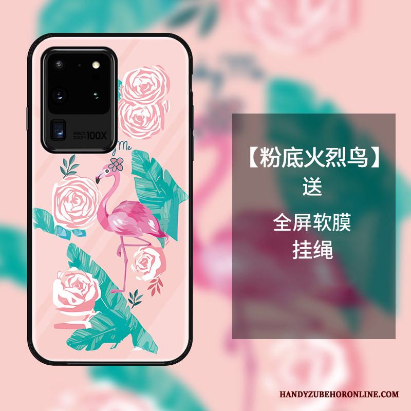 Samsung Galaxy S20 Ultra Mjuk Glas Rosa Skydd Stjärna Skal Telefon Personlighet