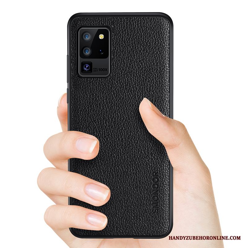 Samsung Galaxy S20 Ultra Skal Fodral Fallskydd Transparent Glas Mjuk Silikon Svart