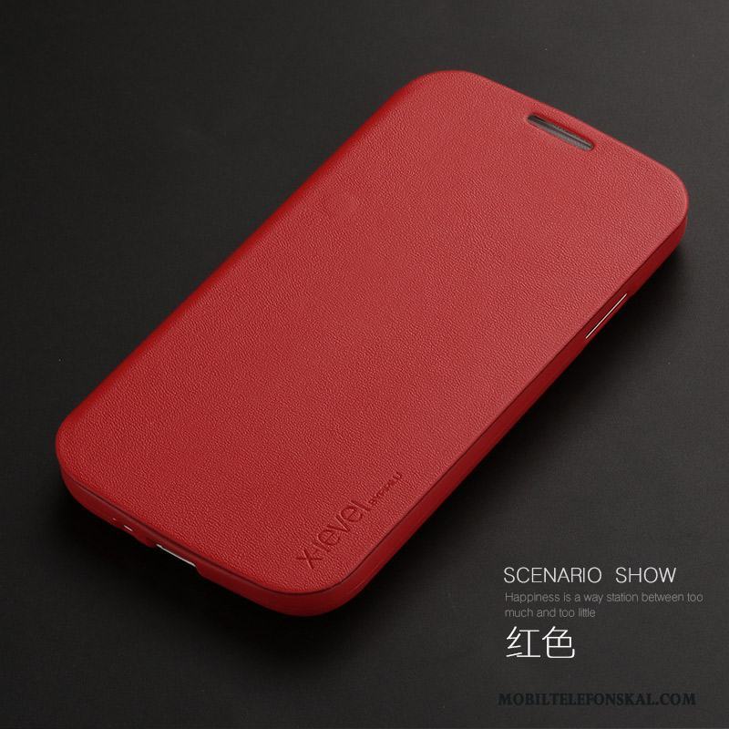 Samsung Galaxy S4 All Inclusive Läderfodral Slim Skal Mobil Telefon Röd Mjuk