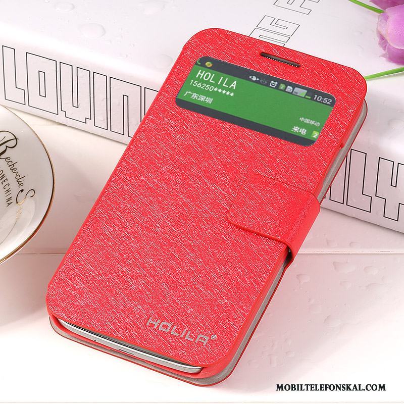 Samsung Galaxy S4 Skal Telefon Täcka Läderfodral Röd Ljus Skydd Mobil Telefon
