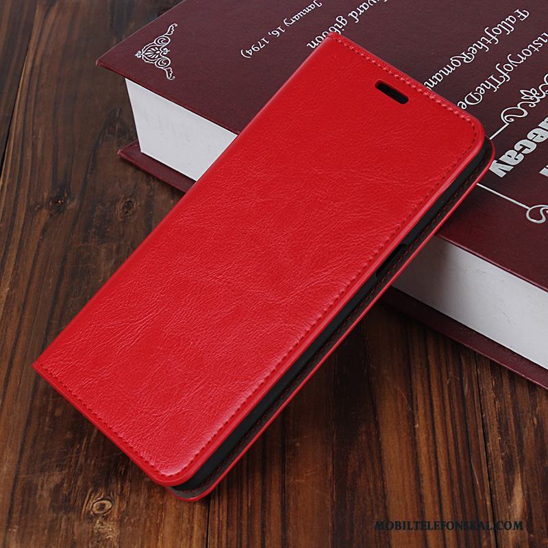 Samsung Galaxy S5 Skal Skydd Mobil Telefon Läderfodral Äkta Läder Röd Stjärna Clamshell