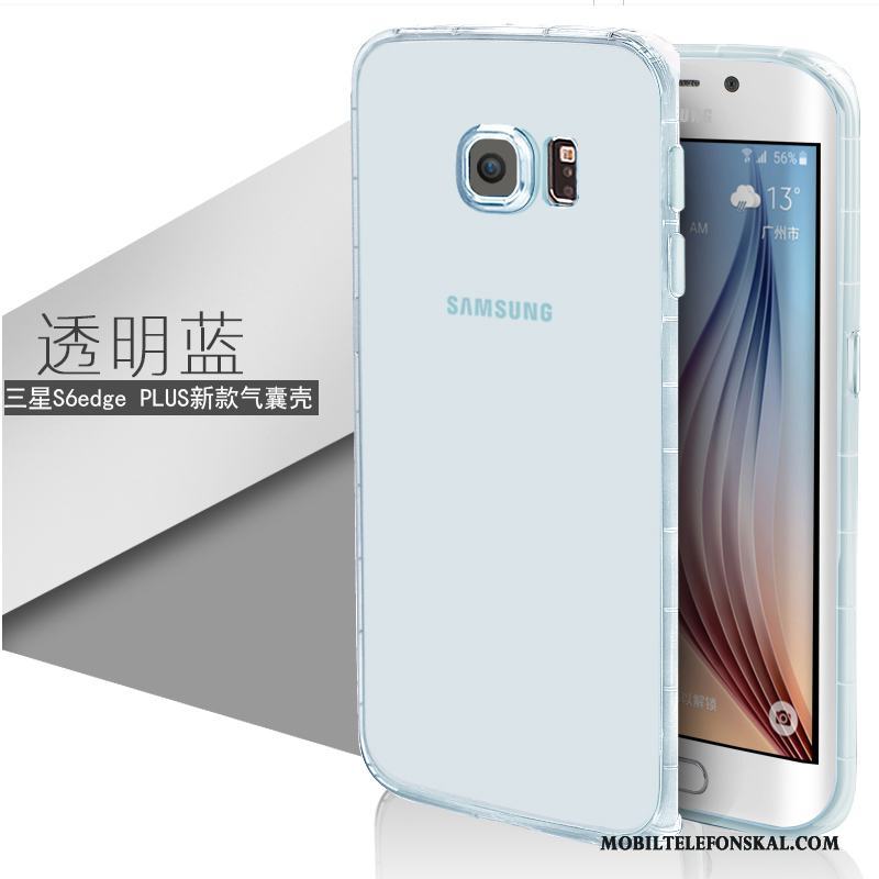 Samsung Galaxy S6 Edge + Ljusblå Silikon Fodral Transparent Slim Skal Telefon Mjuk