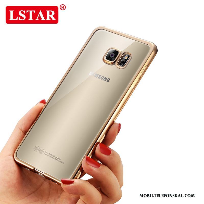 Samsung Galaxy S6 Edge + Skal Skydd Stjärna Silikon Mjuk Guld Fallskydd Slim