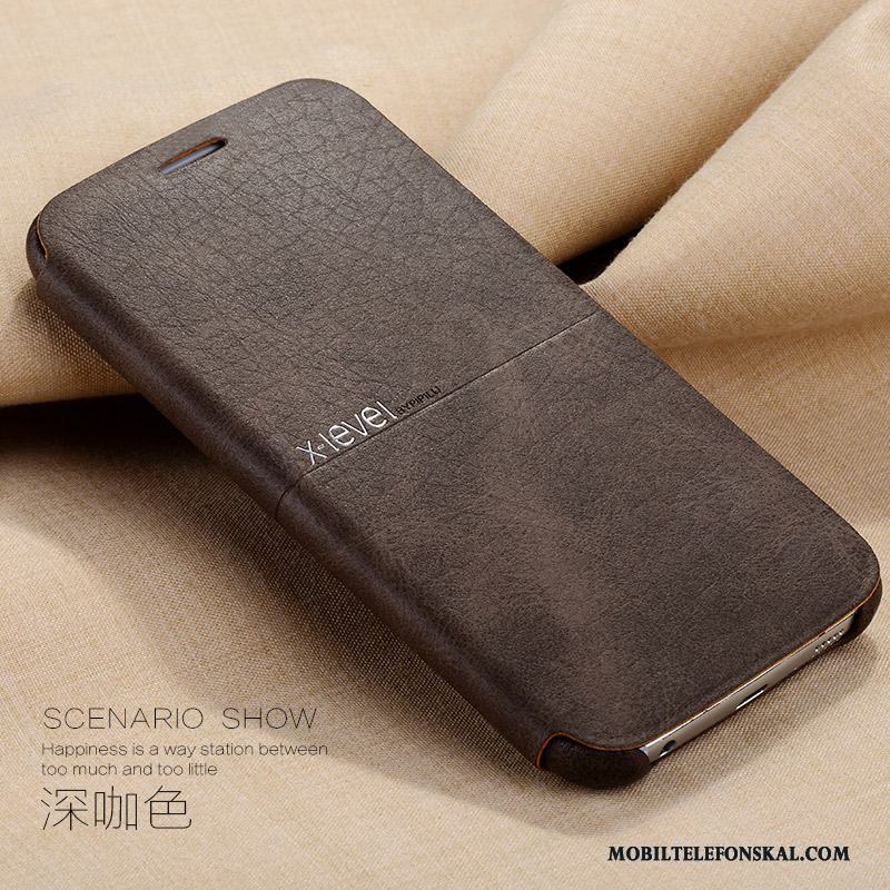 Samsung Galaxy S6 Fallskydd Mobil Telefon Stjärna Mörk Slim Läderfodral Skal Telefon