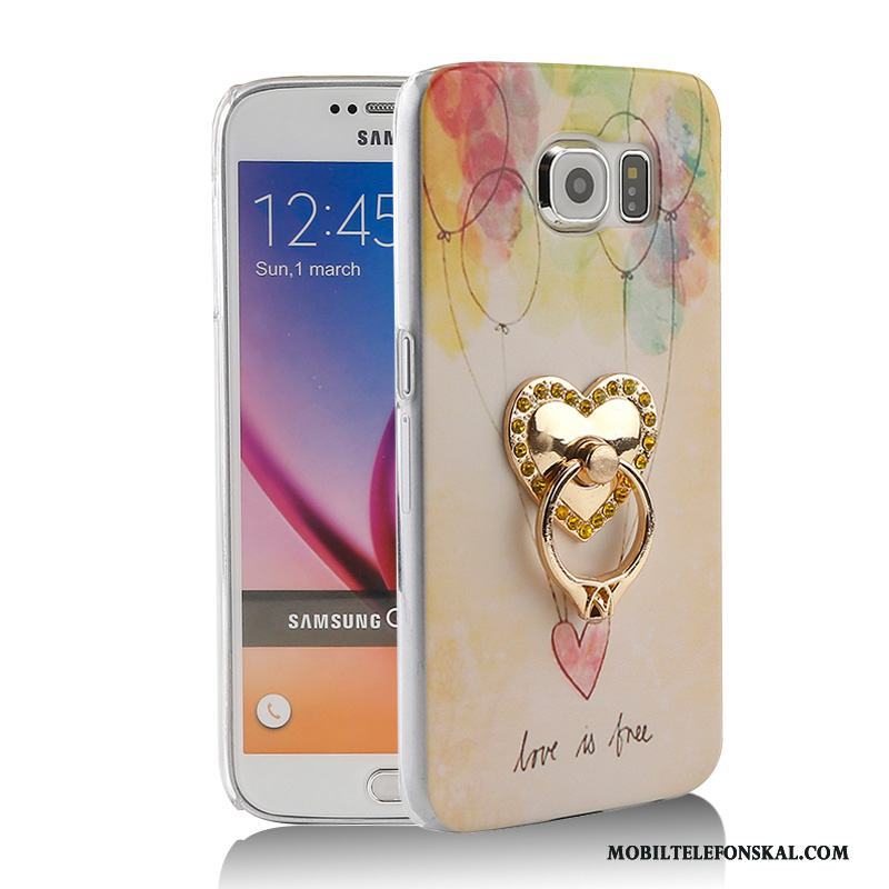 Samsung Galaxy S6 Skal Support Fodral Strass Mobil Telefon Ring Skydd Gul