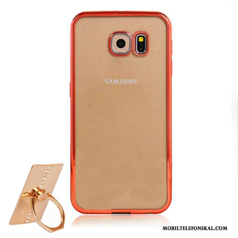 Samsung Galaxy S6 Skydd Transparent Mjuk Orange Support Skal Stjärna
