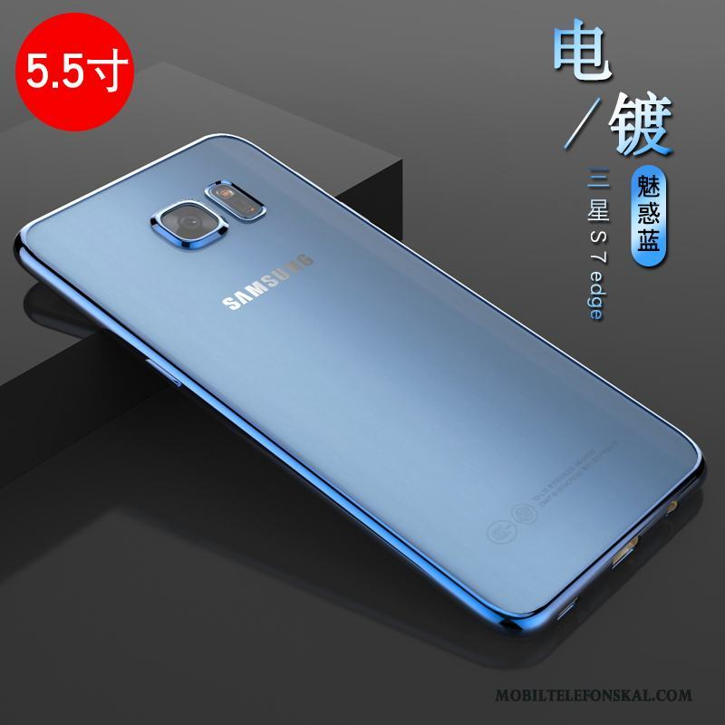 Samsung Galaxy S7 Edge Blå Skal Slim Silikon Fallskydd Fodral Telefon