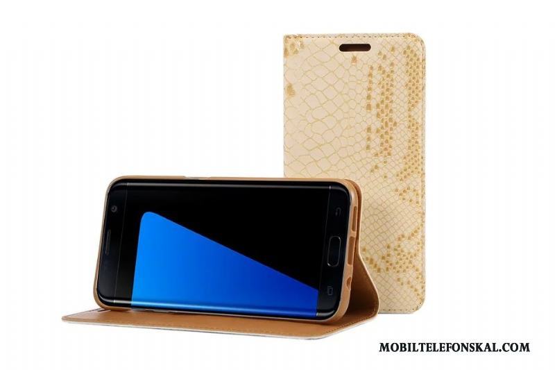 Samsung Galaxy S7 Edge Guld Skydd Skal Läderfodral Stjärna Telefon Silikon