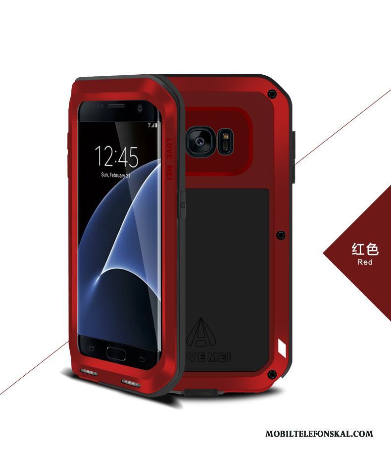 Samsung Galaxy S7 Edge Röd All Inclusive Skal Telefon Fodral Metall Fallskydd Stjärna