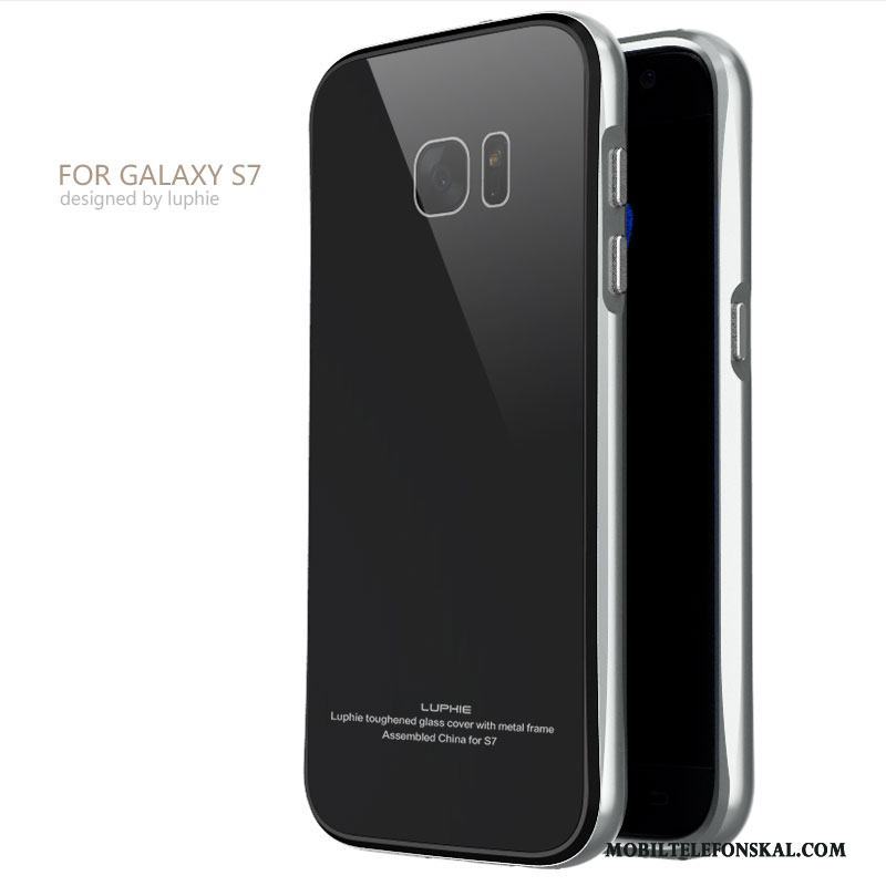 Samsung Galaxy S7 Silver Stjärna Fallskydd Bakre Omslag Frame Skal Fodral