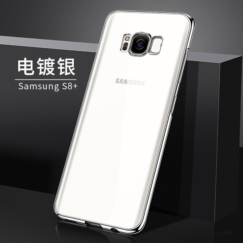 Samsung Galaxy S8+ Fodral Skydd Silver Fallskydd Stjärna Skal Telefon Transparent