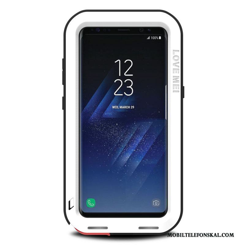 Samsung Galaxy S8 Skal Metall Fallskydd Vit Tre Försvar Stjärna Fodral Mobil Telefon