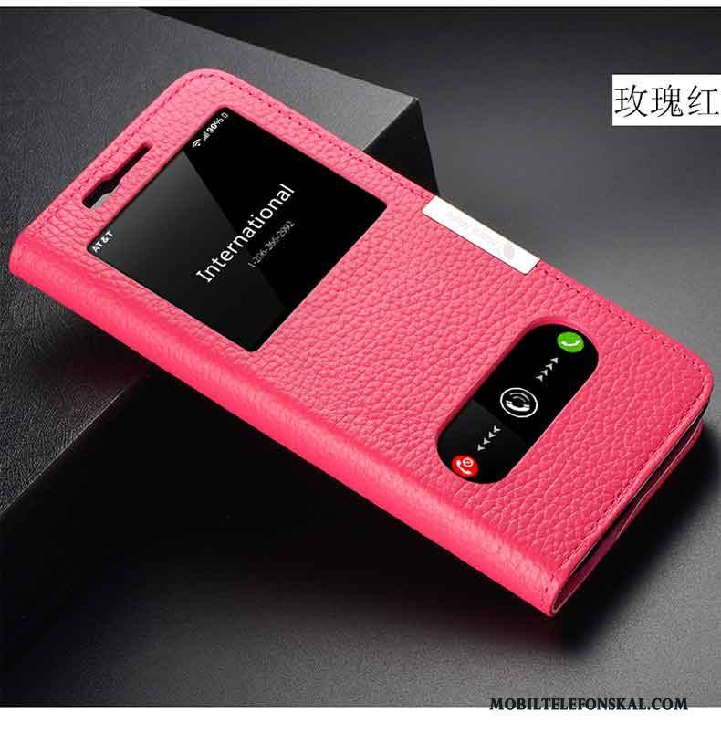 Samsung Galaxy S9 Fodral Röd Skydd Täcka Läderfodral Mobil Telefon Skal Telefon