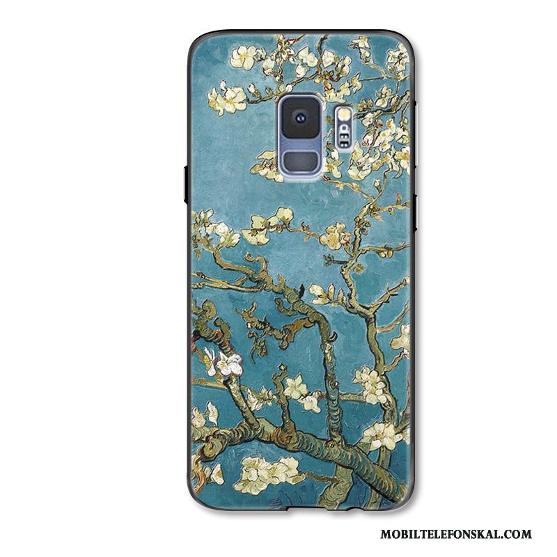 Samsung Galaxy S9+ Skal Grön Oljemålning Stjärna Vit Rose Kreativa Personlighet