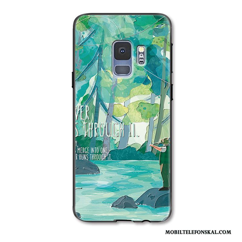 Samsung Galaxy S9 Skal Mode Grön Fallskydd Stjärna Lättnad Liten Kreativa