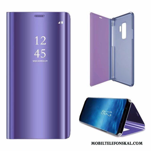 Samsung Galaxy S9+ Skal Purpur Skydd Dvala Täcka Spegel Stjärna Fodral
