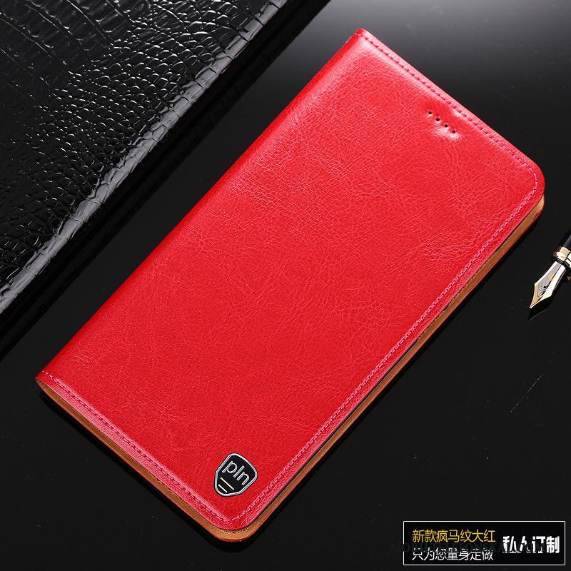 Samsung Galaxy S9 Skal Telefon Skydd Äkta Läder Clamshell Business Läderfodral Röd