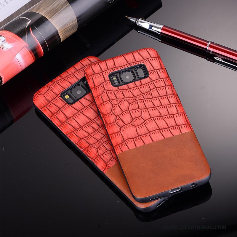 Samsung Galaxy S9+ Skal Telefon Stjärna Kvalitet Röd All Inclusive Läder Krokodilmönster