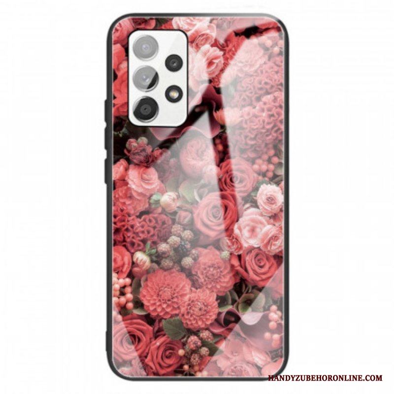 Skal Samsung Galaxy A13 Rosa Blommor Härdat Glas