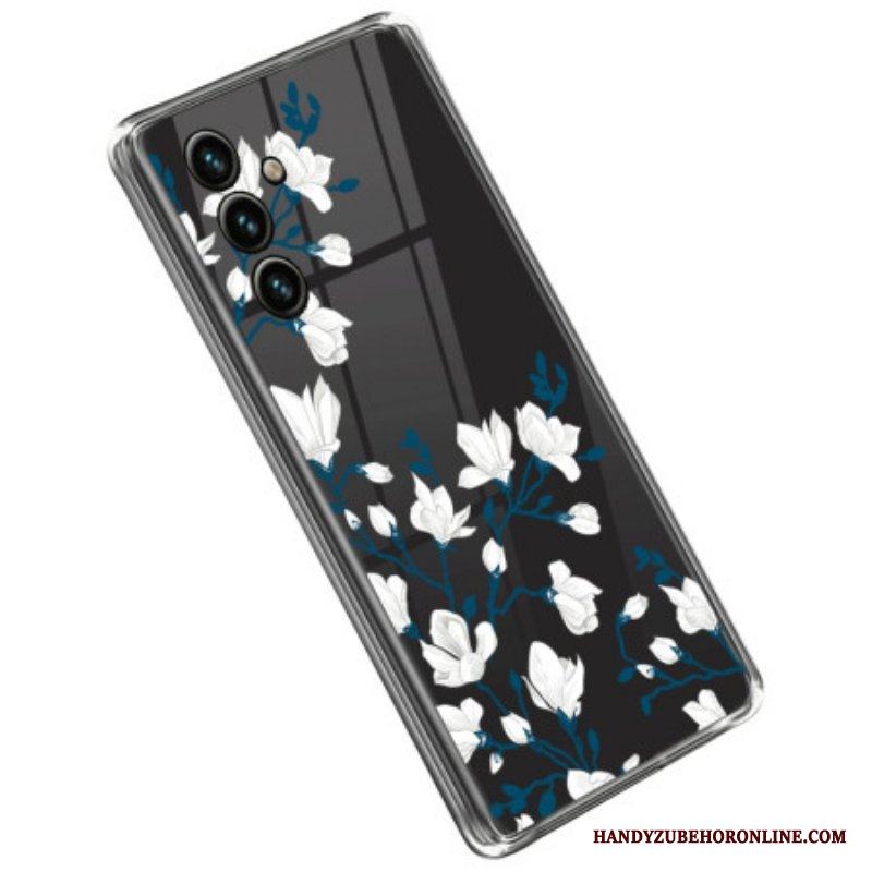 Skal Samsung Galaxy A14 / A14 5G Sömlösa Vita Blommor