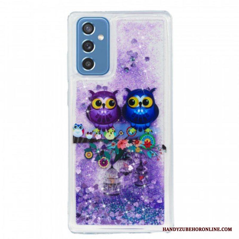 Skal Samsung Galaxy M52 5G Ett Par Lila Ugglor