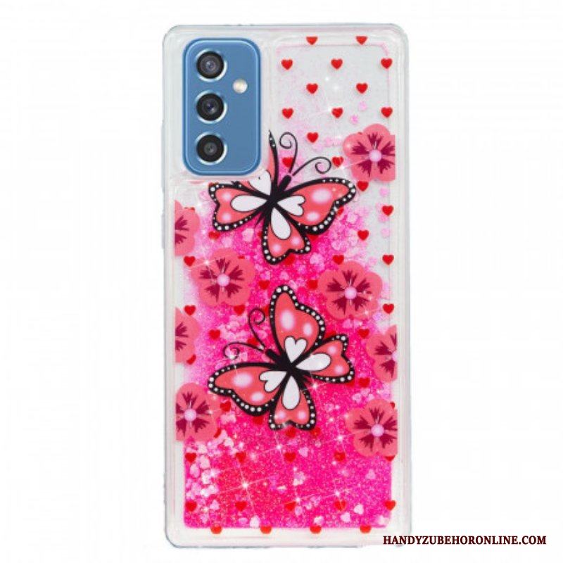 Skal Samsung Galaxy M52 5G Rosa Fjärilar