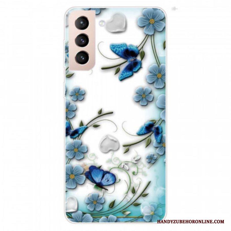 Skal Samsung Galaxy S22 Plus 5G Retro Fjärilar Och Blommor