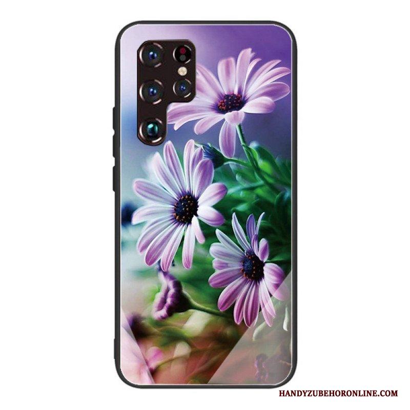 Skal Samsung Galaxy S22 Ultra 5G Realistiska Blommor I Härdat Glas