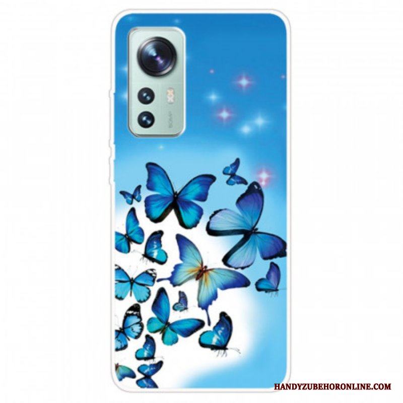 Skal Xiaomi 12 / 12X Silikonblå Fjärilar