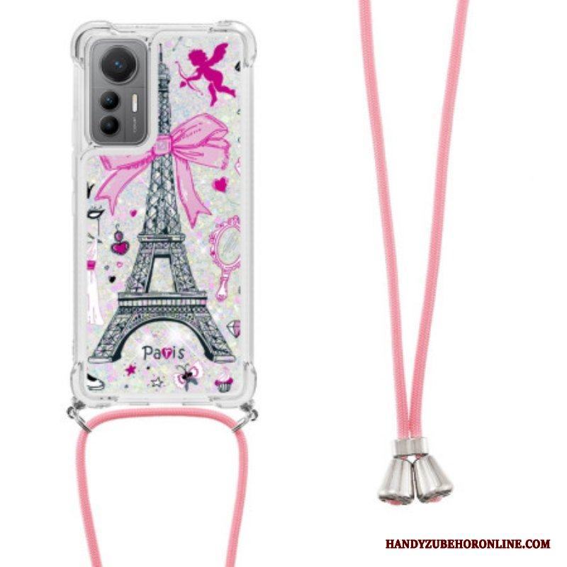 Skal Xiaomi 12 Lite Med Snodd Eiffeltornet Glitter Dragsko