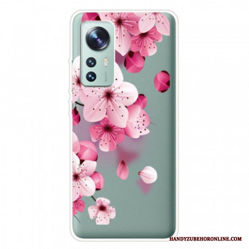 Skal Xiaomi 12 Pro Silikonrosa Blommor