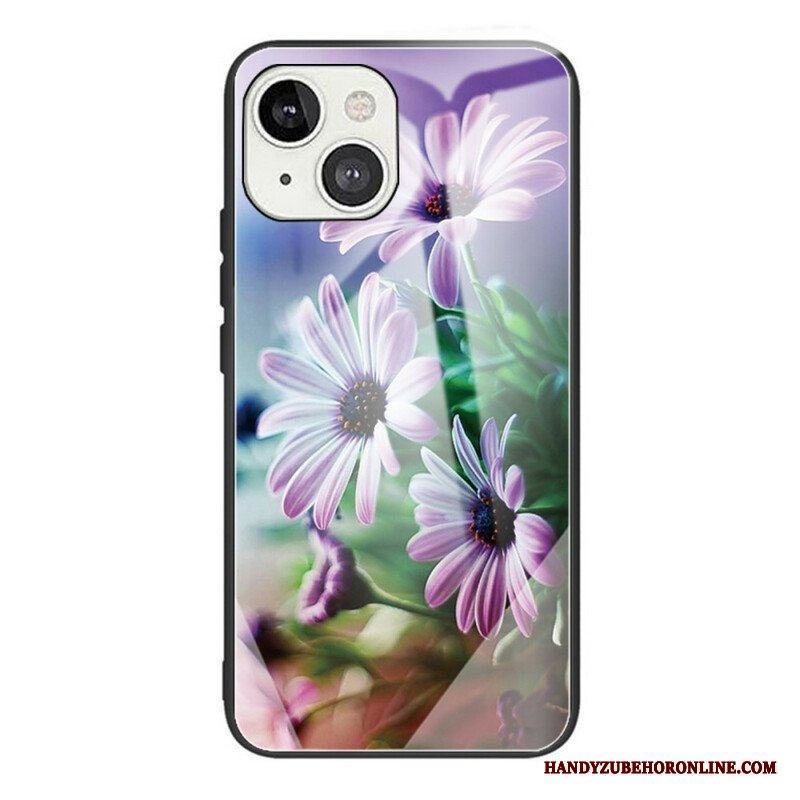Skal iPhone 13 Mini Realistiska Blommor I Härdat Glas