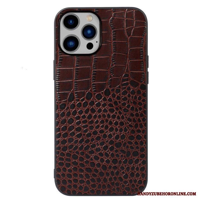 Skal iPhone 14 Plus Äkta Crocodile Texture Läder