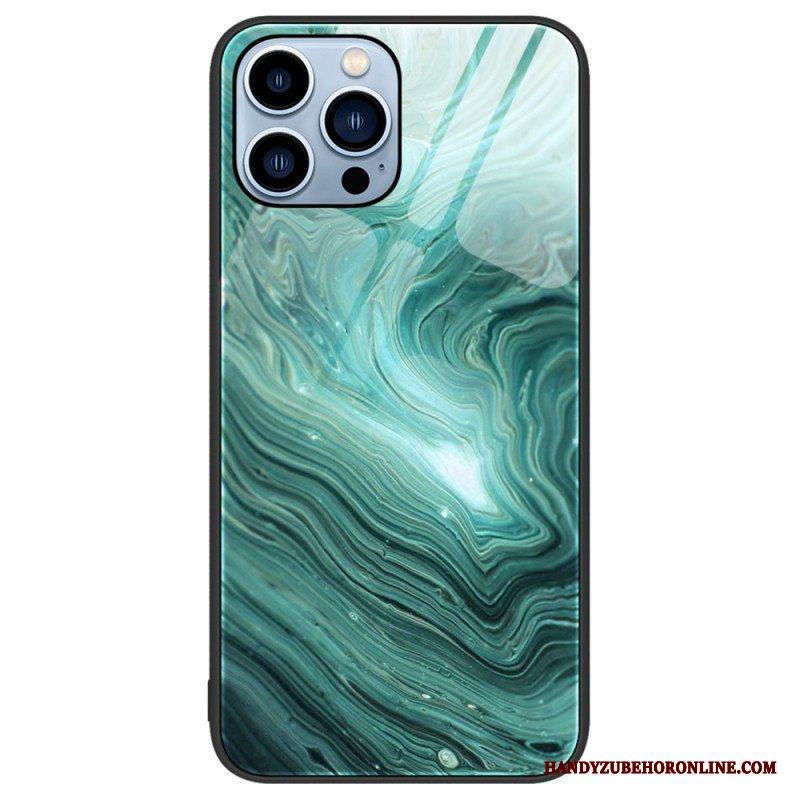 Skal iPhone 14 Pro Marmorfärger Härdat Glas