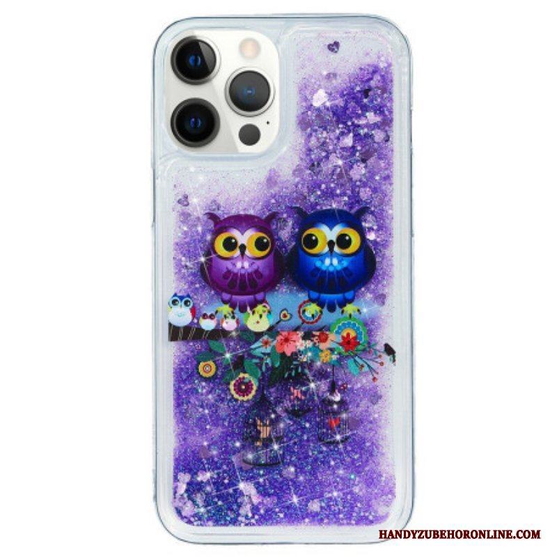 Skal iPhone 15 Pro Glitter Par Ugglor