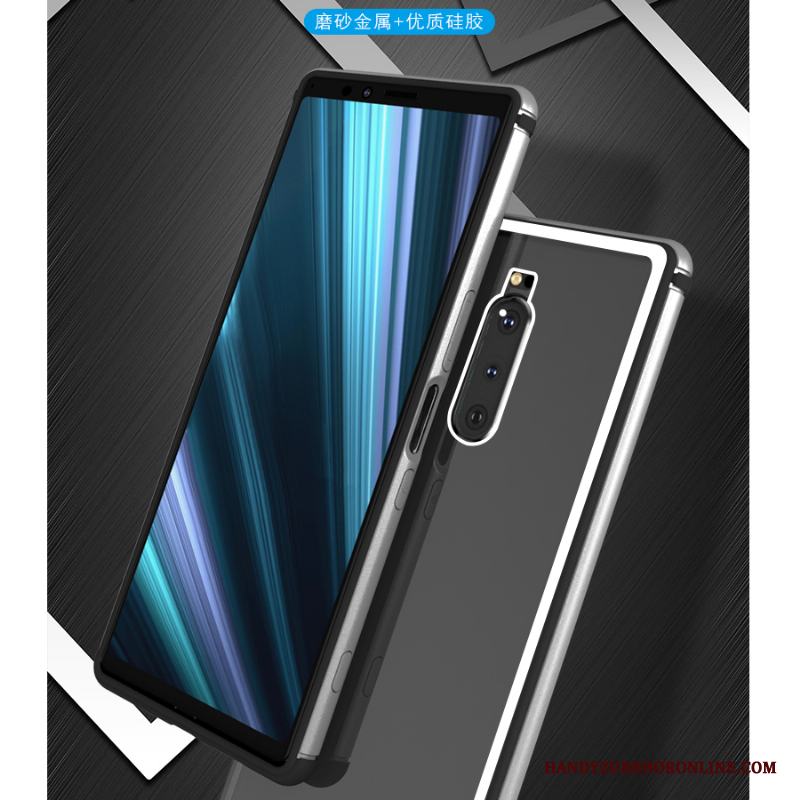 Sony Xperia 1 Metall Trend Glas Skal Telefon Skydd Frame Transparent