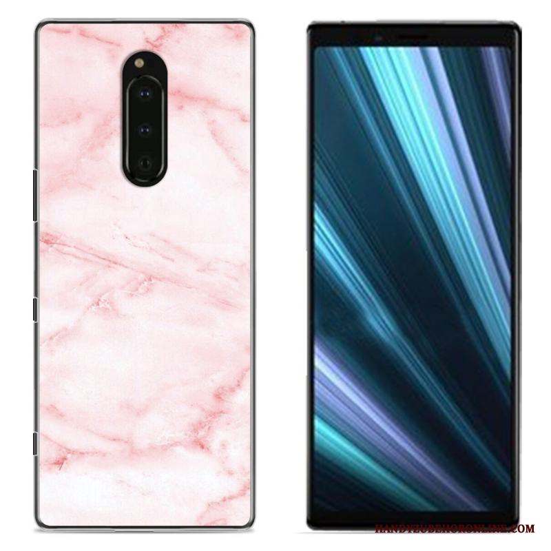 Sony Xperia 1 Målade Duk Rosa Skal Telefon Skydd