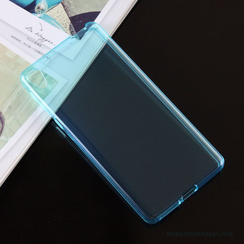Sony Xperia E5 Transparent Glidskydds Mjuk Blå Fodral Skal Telefon