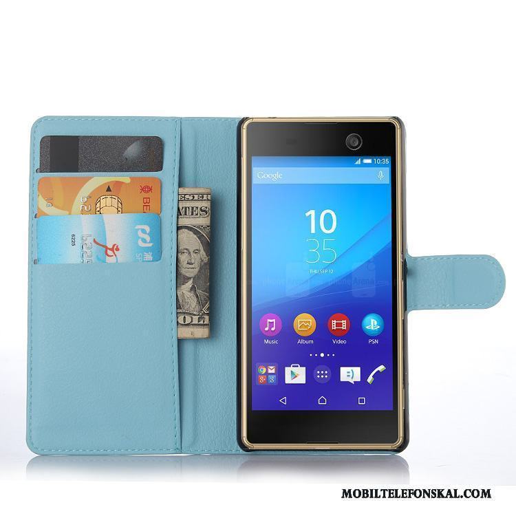 Sony Xperia M5 Dual Fodral Skydd Blå Läderfodral Skal Telefon Mobil Telefon